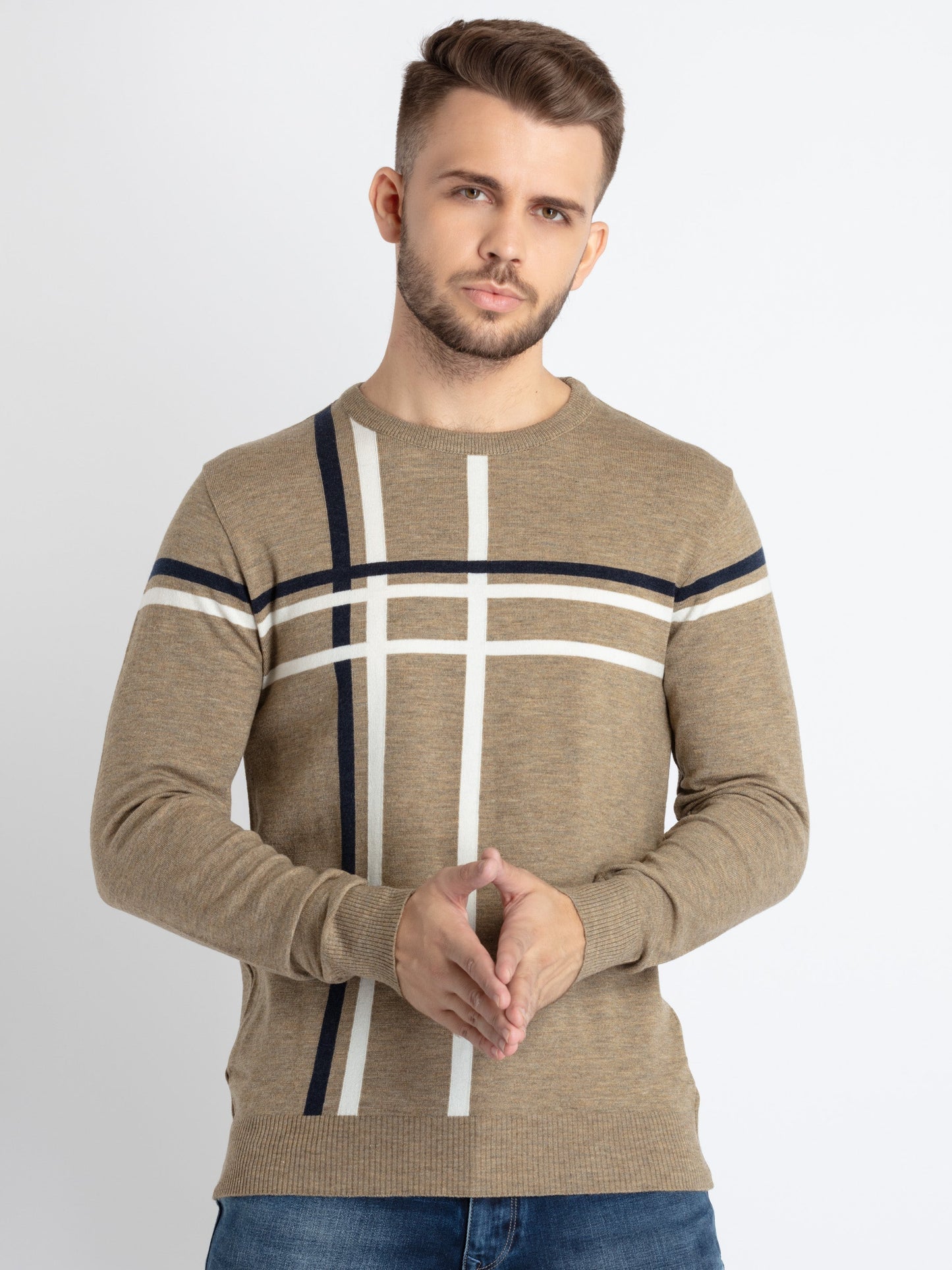 Classic Comfort: Round Neck Men's Sweater - Soft, Warm, and Timeless