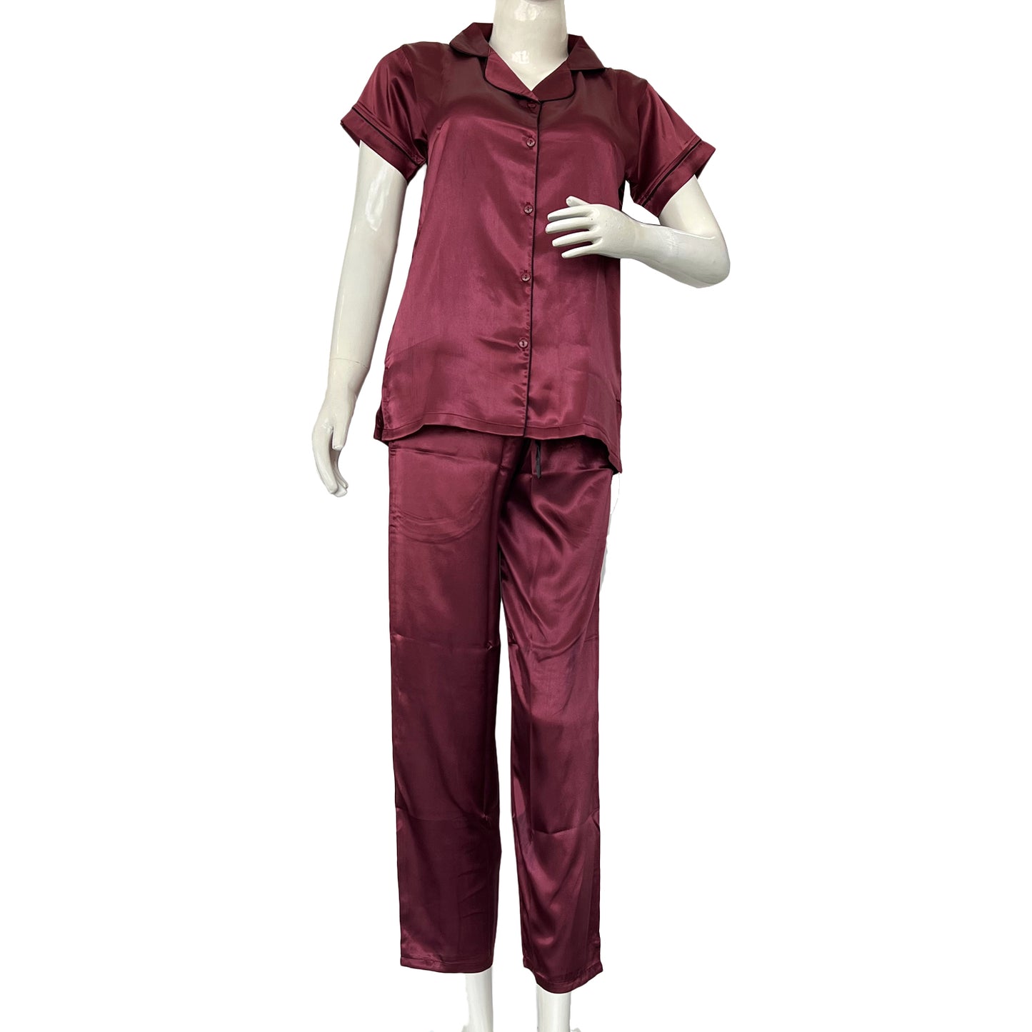 Women regular sleeve satin night suit
