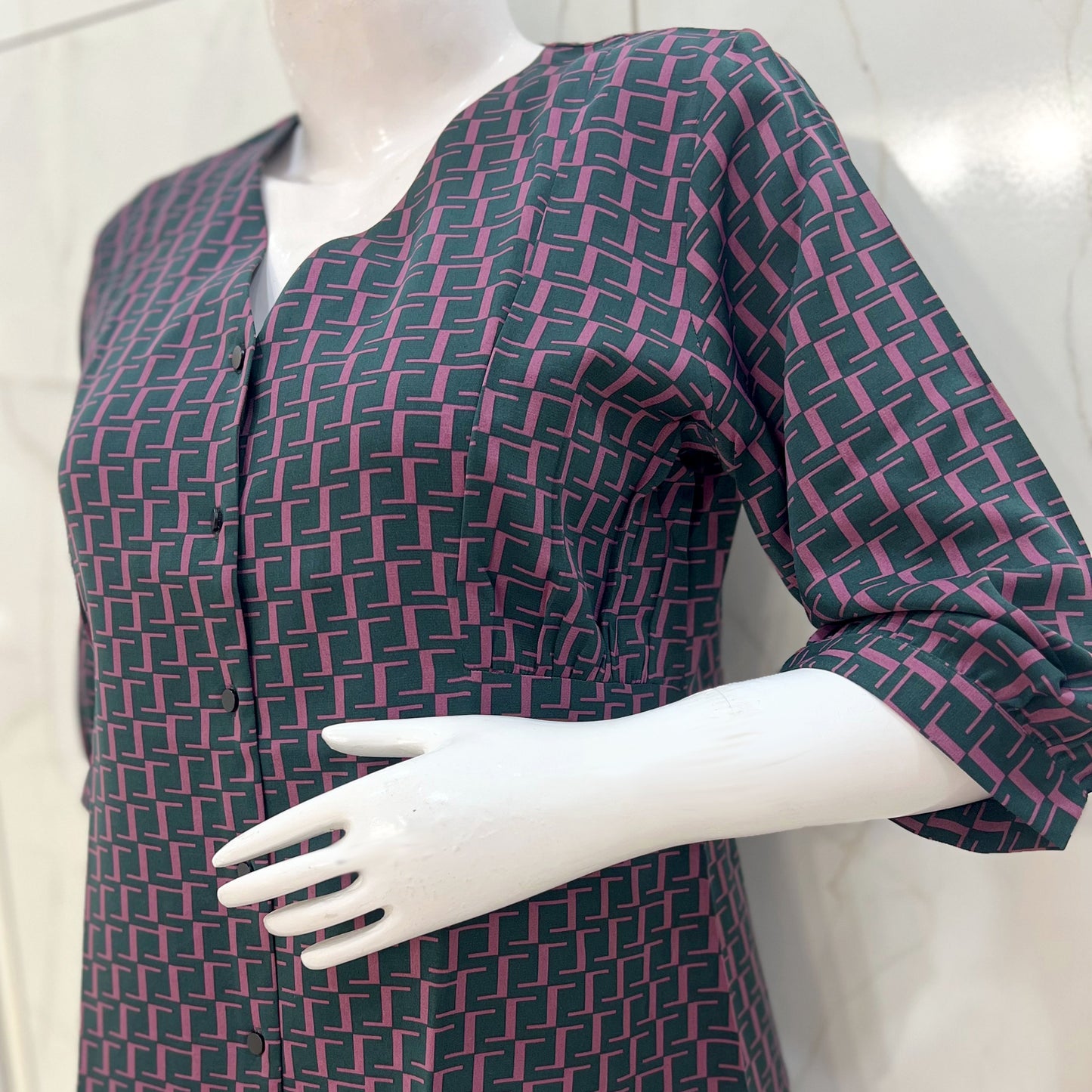 Ladies Printed V-Neck Front Open short Kurti Top Cool-37505-B