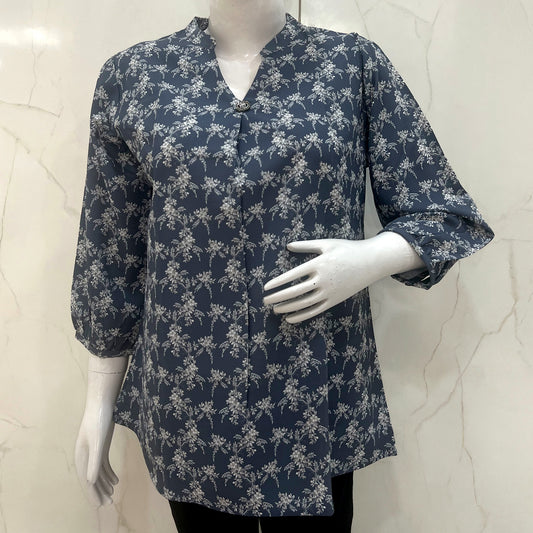 Ladies Floral V-Neck Printed short Kurti Top