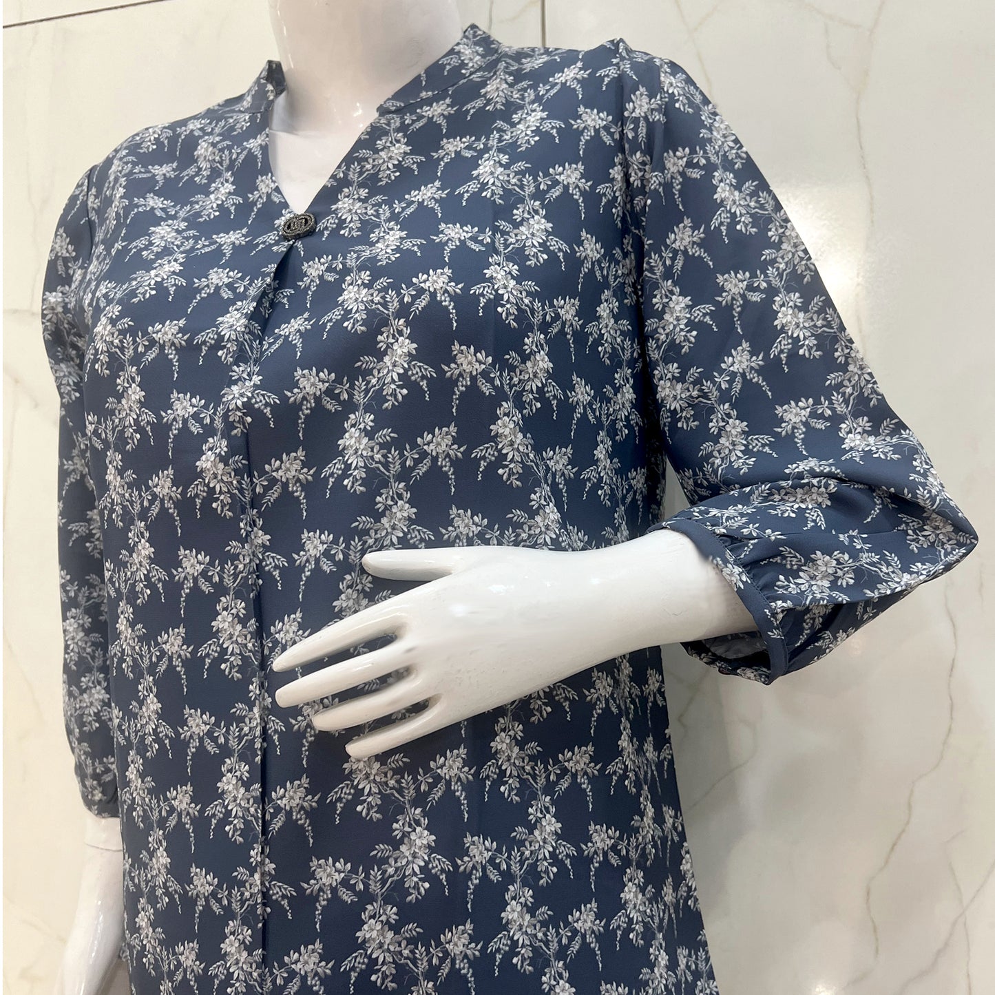 Ladies Floral V-Neck Printed short Kurti Top