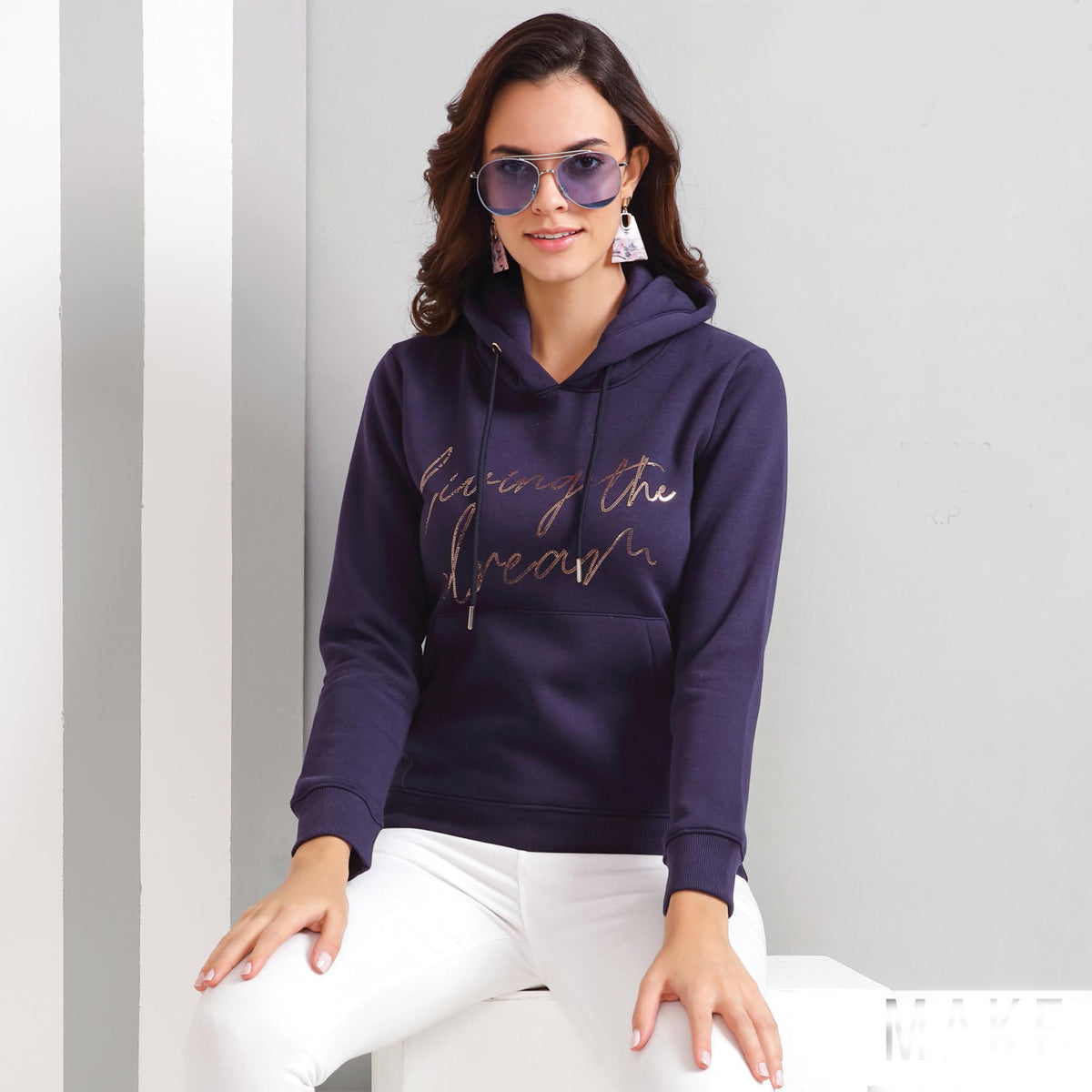 Kayal Purple Sweat Shirt with Hoodie