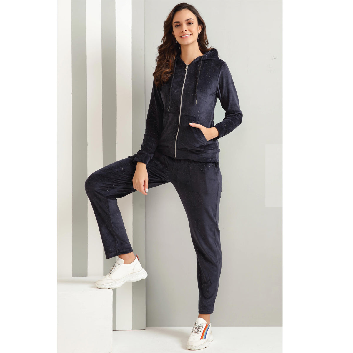 Kayal Blue Track Suit with Hoodie