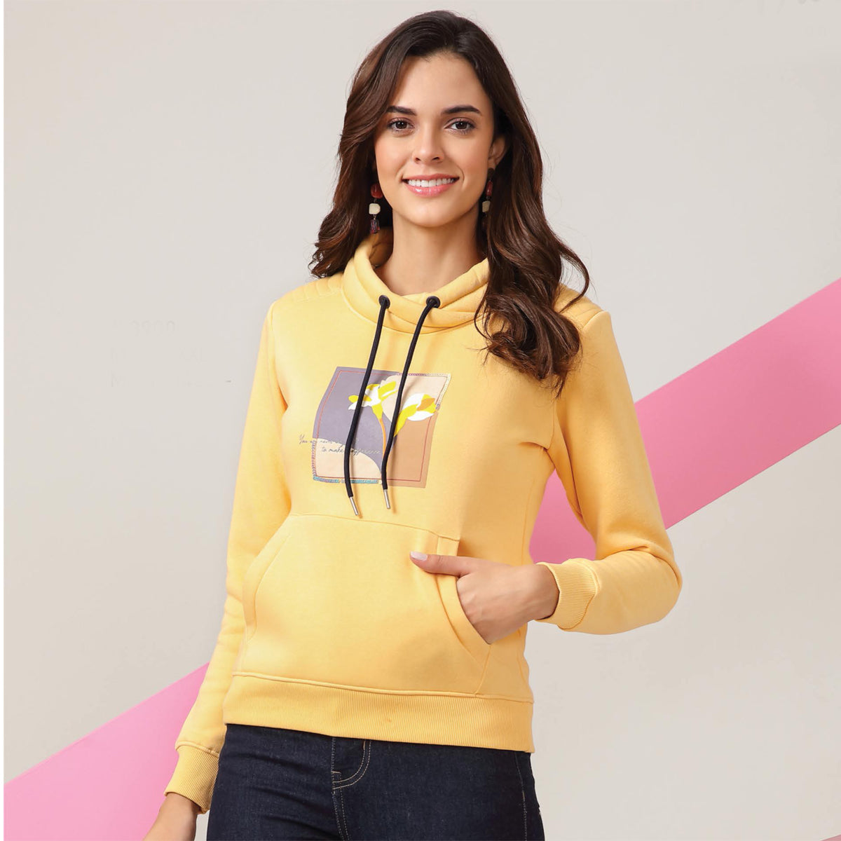 Kayal Yellow Sweat Shirt with Hoodie