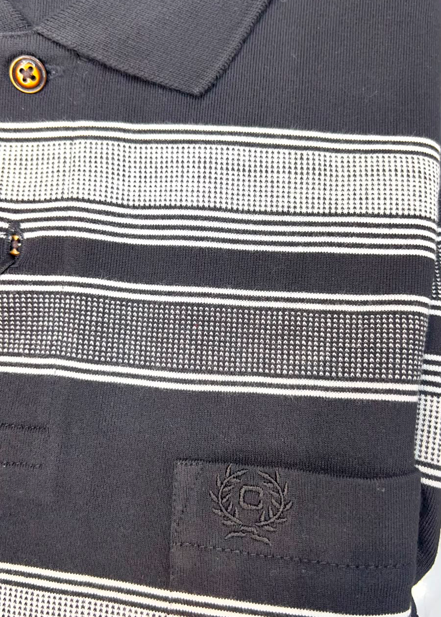 Celcius Men's Black Stripes Heavy GSM Polo T-shirt with Pocket | Regular Fit