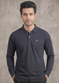 Men's Plain Black Collar T-shirt with Pocket | Heavy GSM | Regular Fit