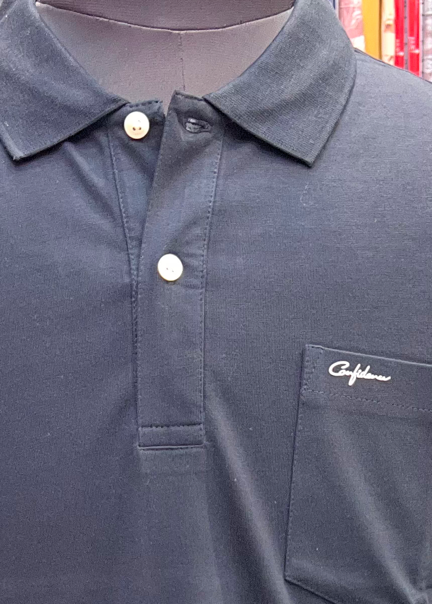 Men's Plain Black Collar T-shirt with Pocket | Heavy GSM | Regular Fit