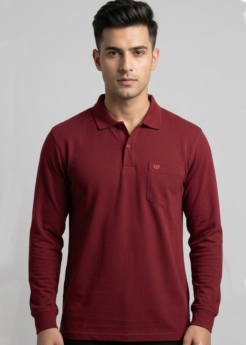 Confidence Maroon Full Sleeve Polo