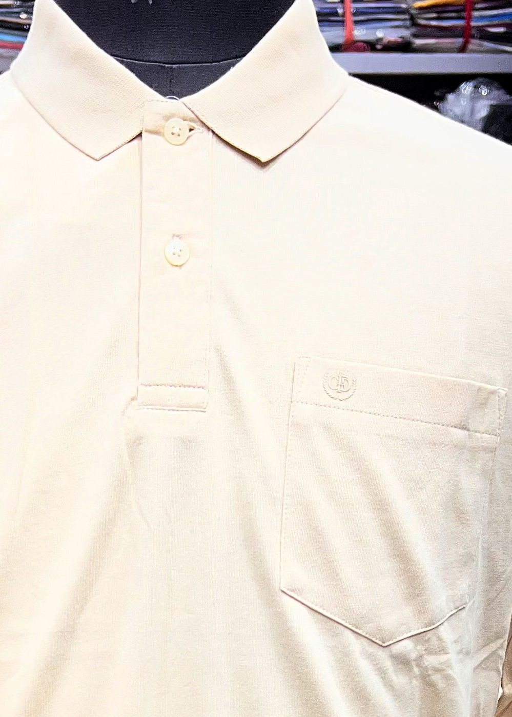Confidence Men's 100% Cotton Solid Full Sleeve Polo T-Shirt with Pocket – Cream Stone