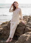 Premium Pure Linen Floral Print Nightwear Set | Sukanya Nightwear