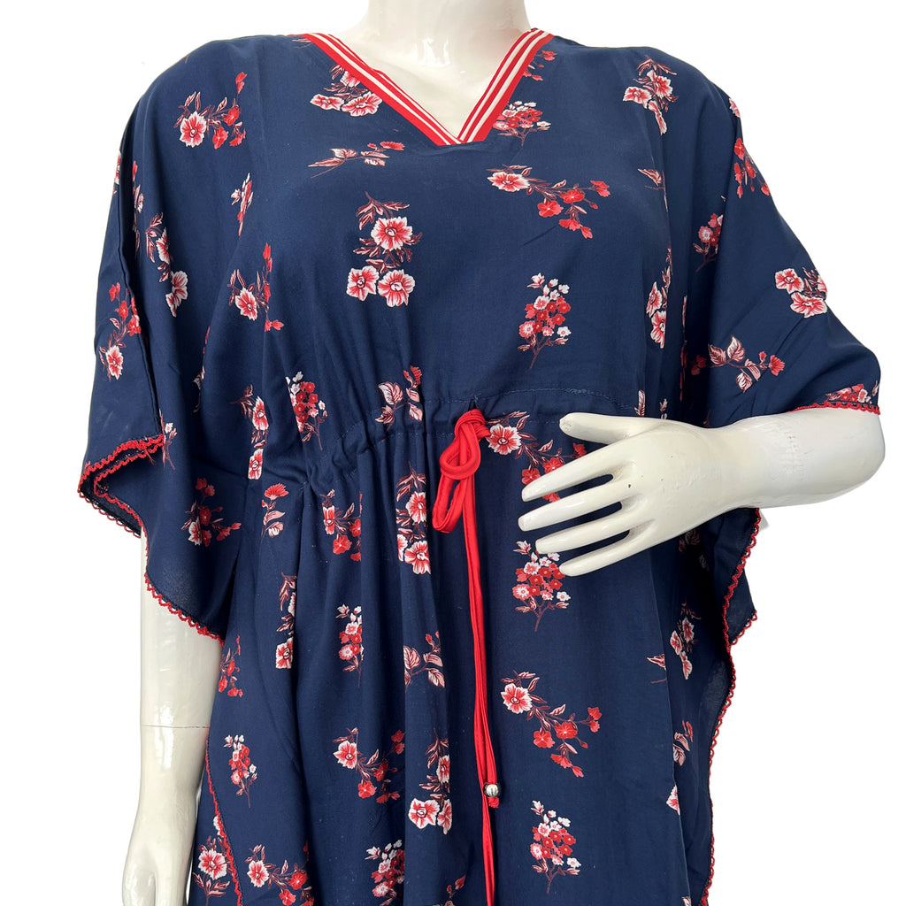 Women Night wear Kaftan Night Suit Set - 8277 Navy Blue
