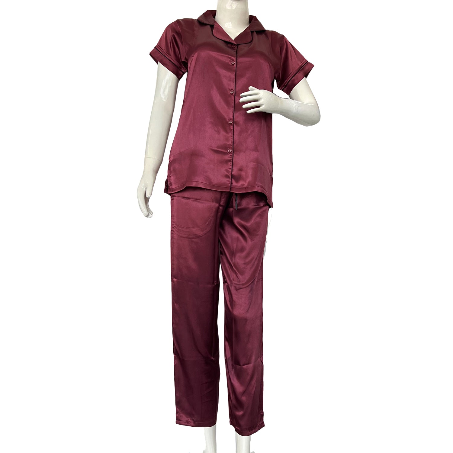 Women regular sleeve satin night suit
