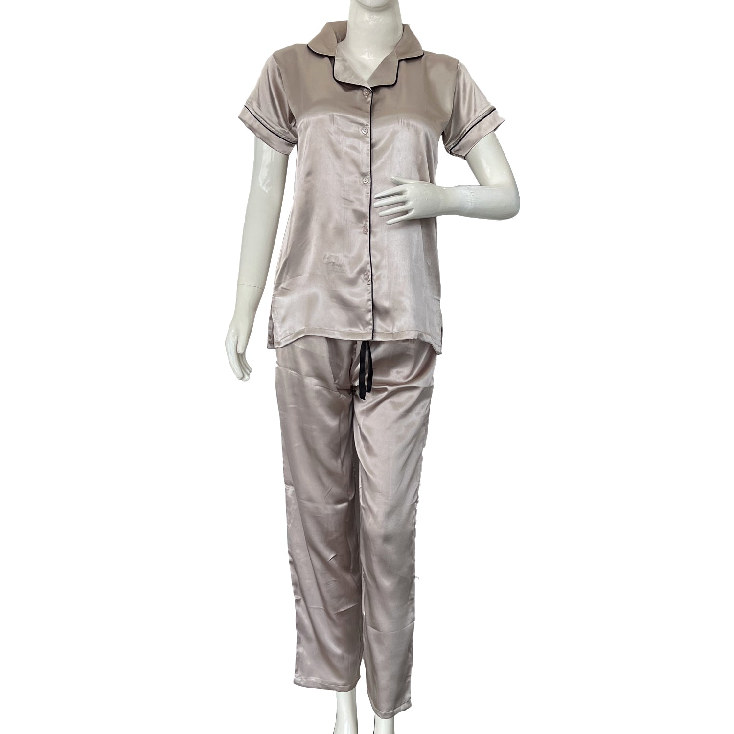 Women regular sleeve satin night suit