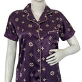 Women regular sleeve satin printed night suit