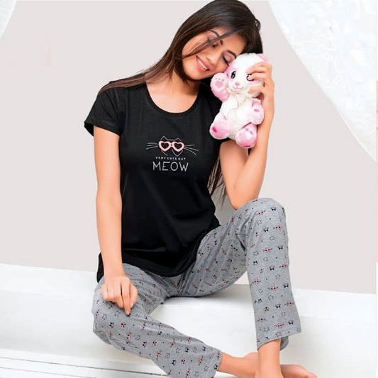 Juliet Black and Grey Night Suit