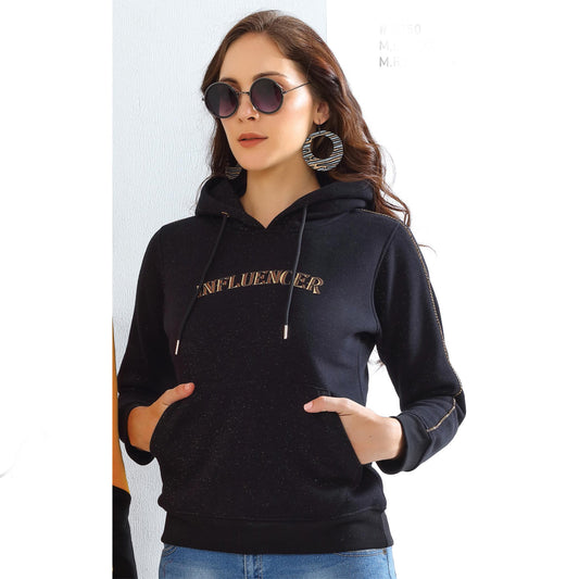 Kayal Navy Blue Sweat Shirt with Hoodie