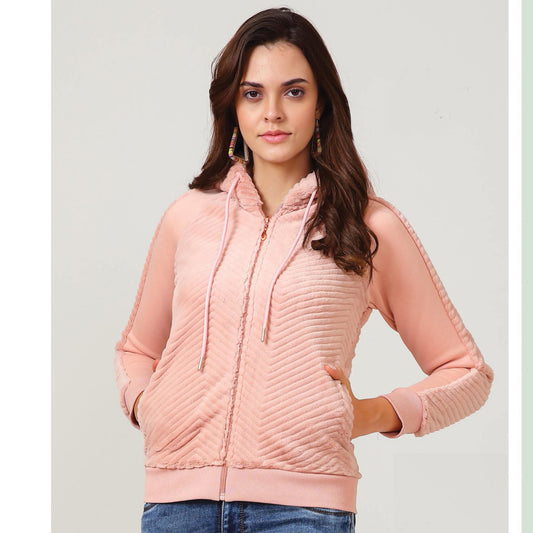 Kayal Pink Jacket with Hoodie
