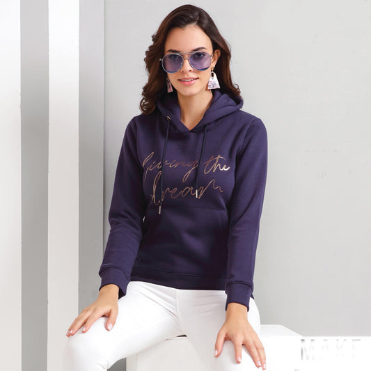 Kayal Purple Sweat Shirt with Hoodie
