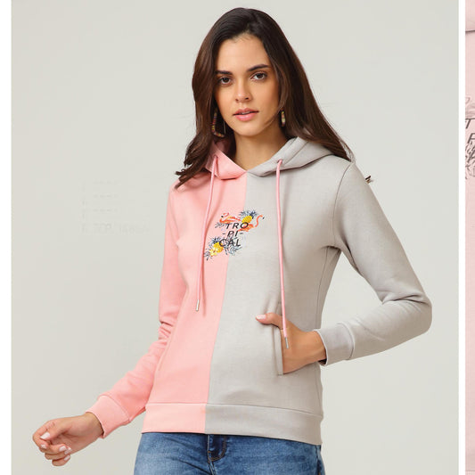 Kayal Grey and Pink Sweat Shirt