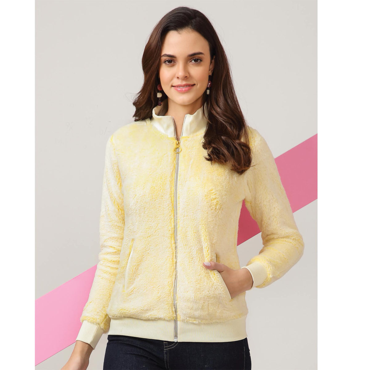 Kayal Yellow Zipper Jacket