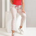 Kayal Wiite Track Pants with Red Print