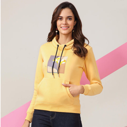 Kayal Yellow Sweat Shirt with Hoodie
