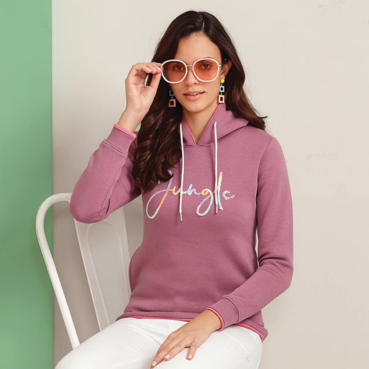 Kayal Pink Sweat Shirt with Hoodie